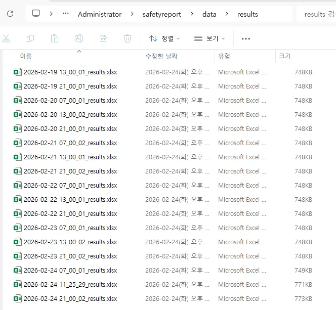 엑셀 파일에 기록된 데이터를 기반으로 담당자별 처리 통계를 내거나 분석하는 작업 환경