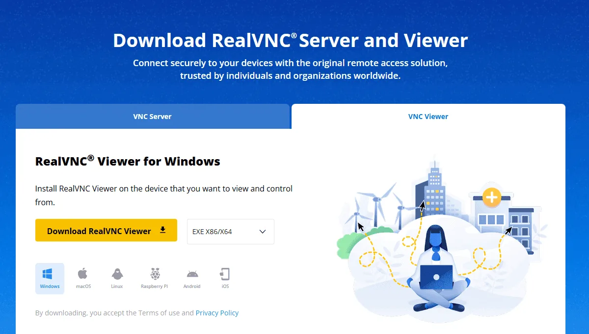 PC에서 RealVNC 뷰어를 통해 라즈베리파이 바탕화면에 원격 접속한 창.