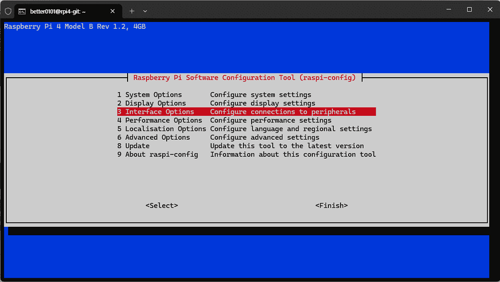 Raspberry Pi 설정 도구의 인터페이스 모습이 보여집니다.
