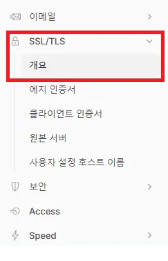 클라우드플레어 SSL/TLS 설정에서 전체 암호화 모드를 활성화하는 창.